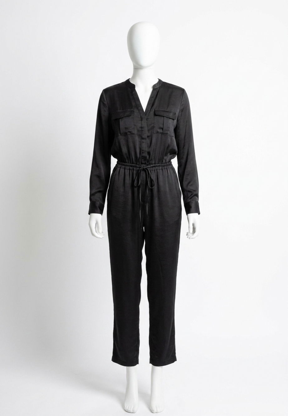 NEW BIBI brenna long sleeve jumpsuit in black
